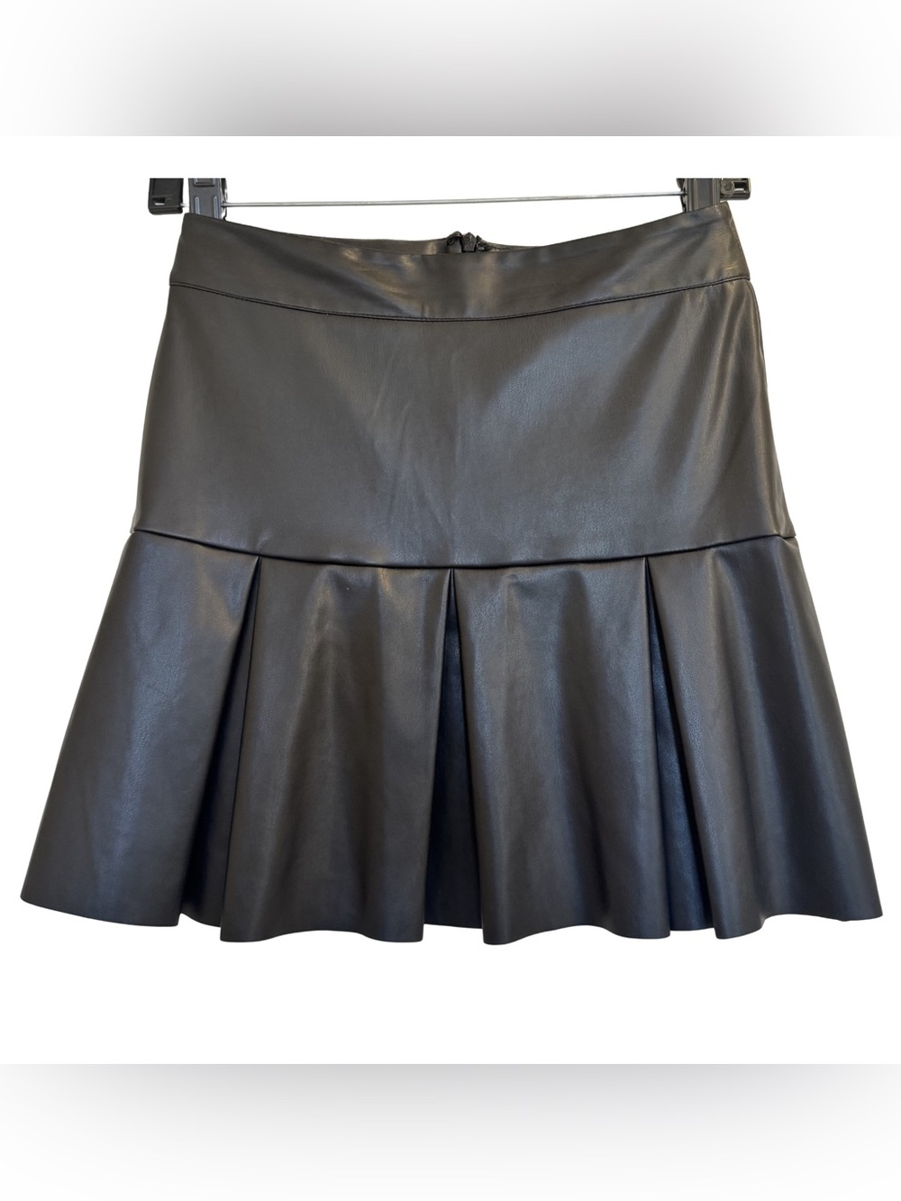 West of Melrose Black Faux Leather Pleated Mini Skirt XS Y2K